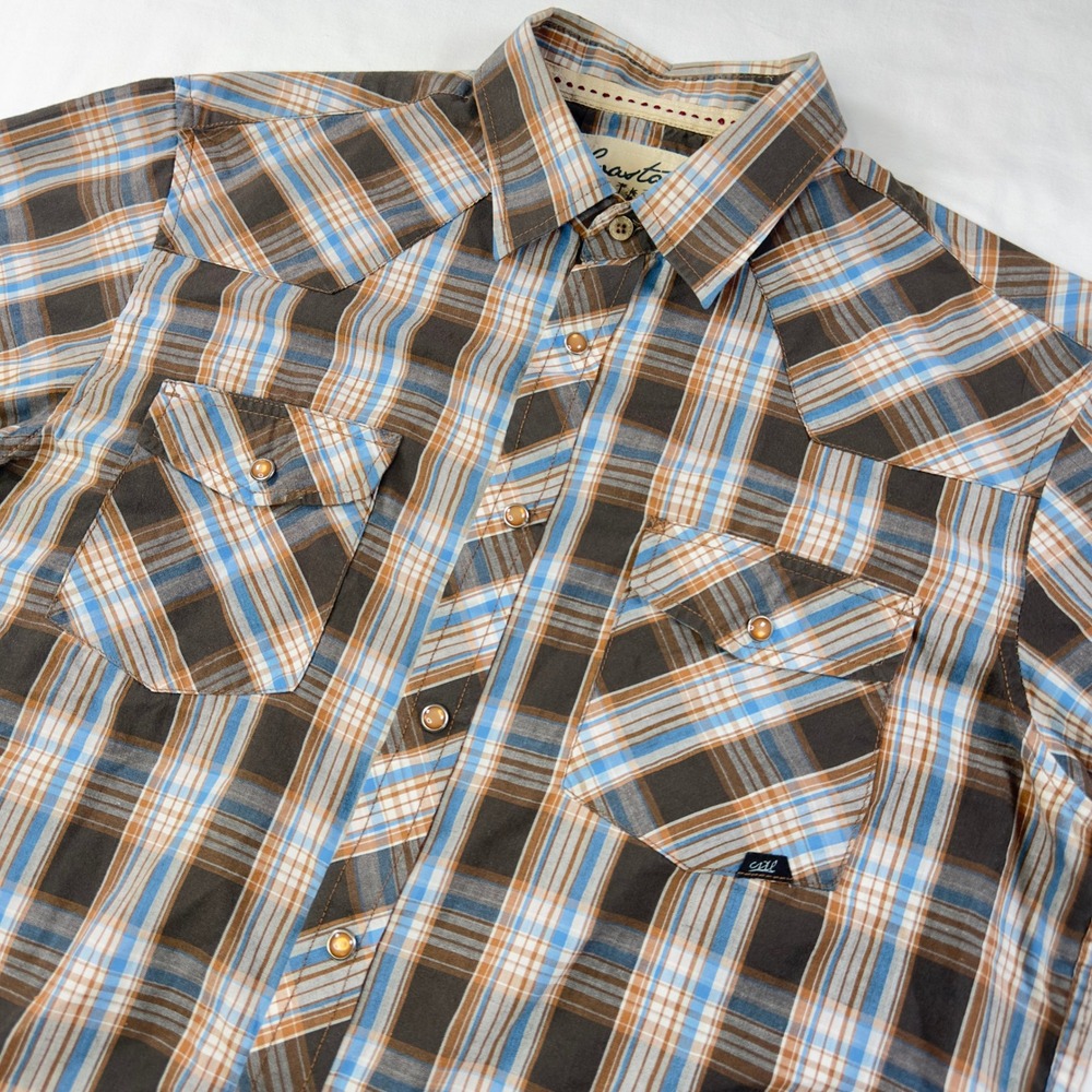 Coastal Shirt Mens Large‎ Short Sleeve Button Down Pearl Snap Western Cowboy